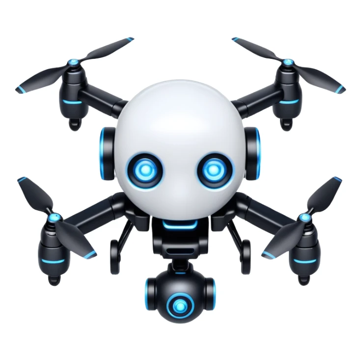 Murder Drones N character, robotic drone with glowing blue eyes, white face, black body with blue accents sticker
