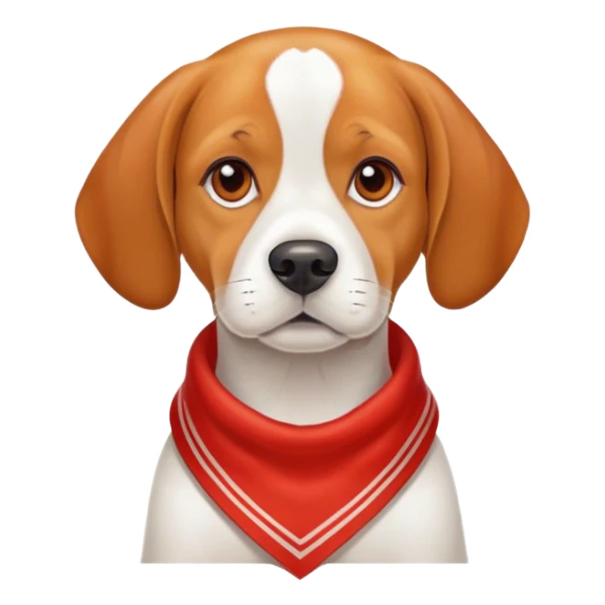 Realistic orange and white beagle with red handkerchief around neck  sticker