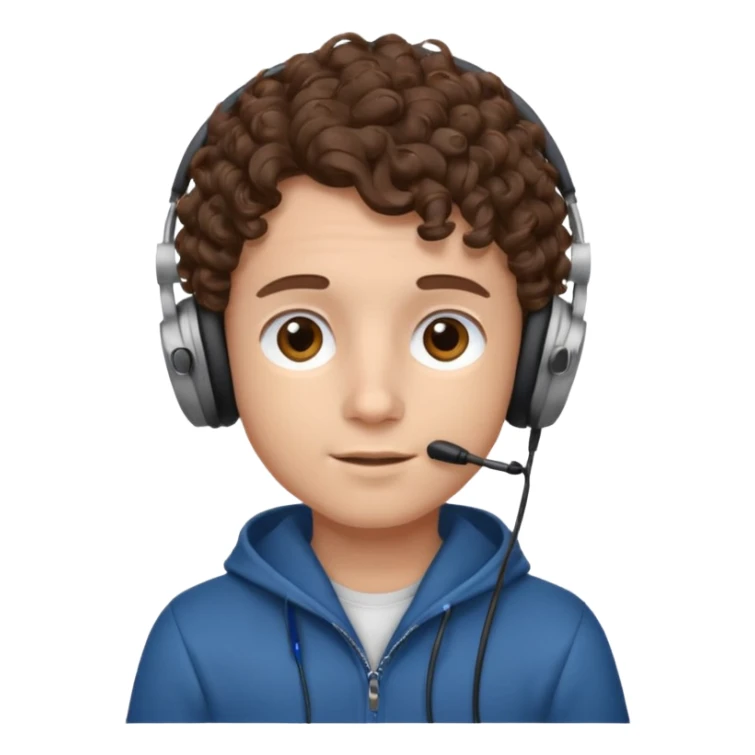 curly haired with headphones in and boy sticker