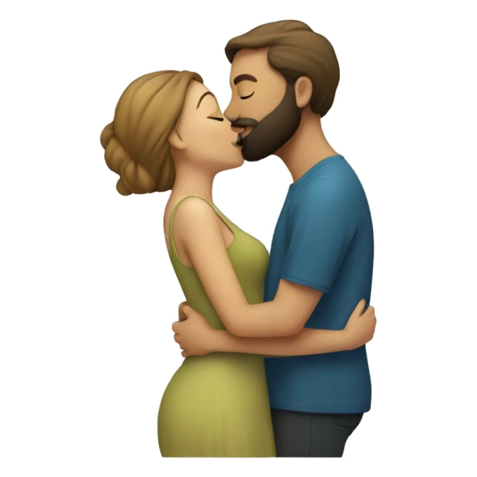 Bearded man kissing woman sticker