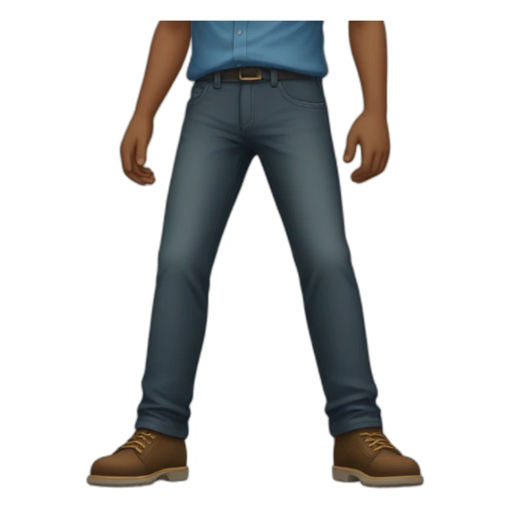 A man who is stand and the distance between his legs quite broad sticker