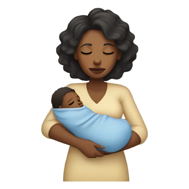 tired black mom holding baby boy sticker