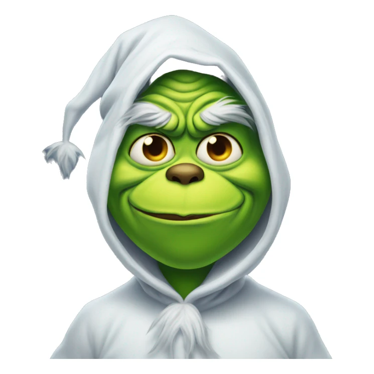 Grinch wearing halloween costume of a ghost sticker