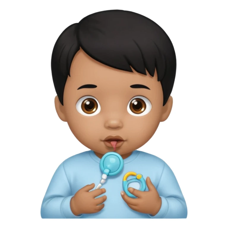 a black hair baby with pacifier sticker