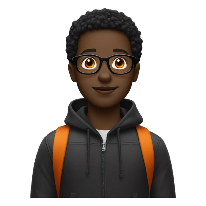 a black boy with orange and black glasses ￼ sticker