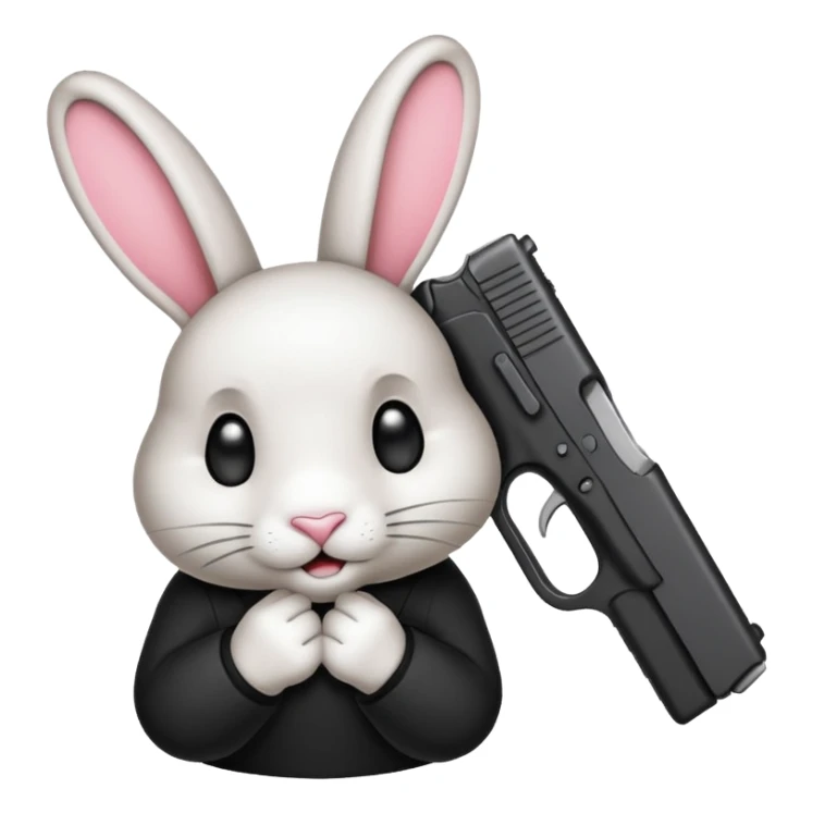 Crea un emoji de un conejo sosteniendo una glok sticker