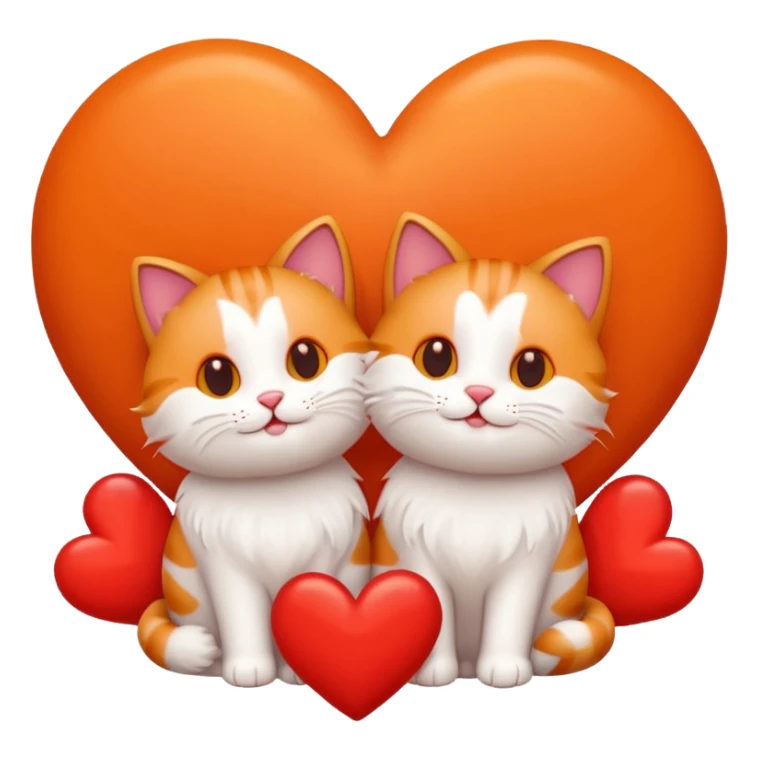 two happy cats in love surrounded by hearts sticker