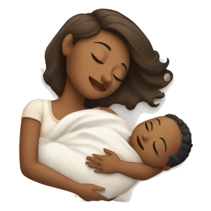 A mom and baby boy sleeping in bed  sticker