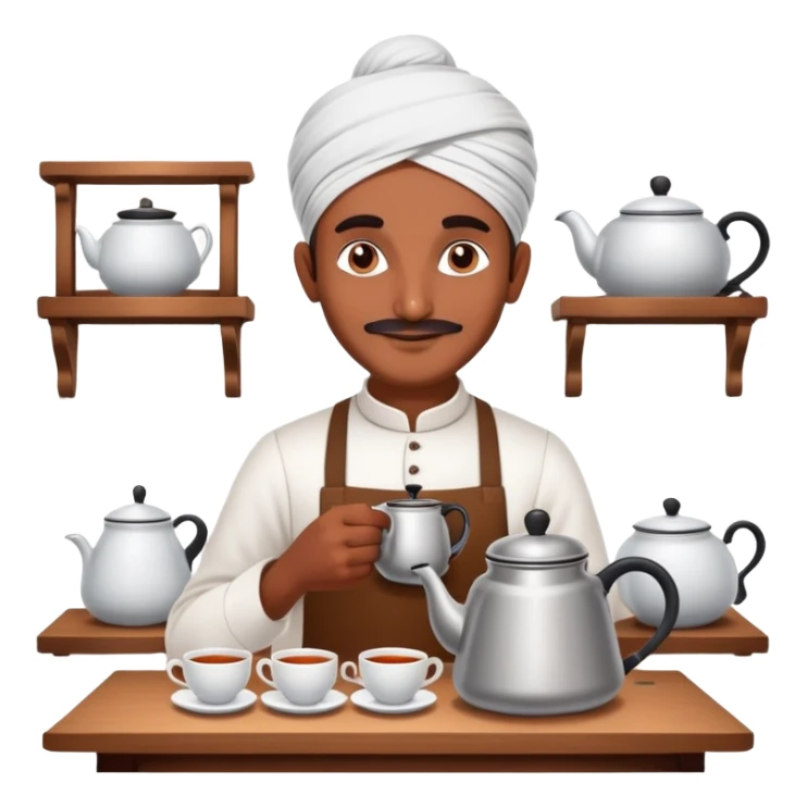 Chaiwala making tea in indian tea shop sticker