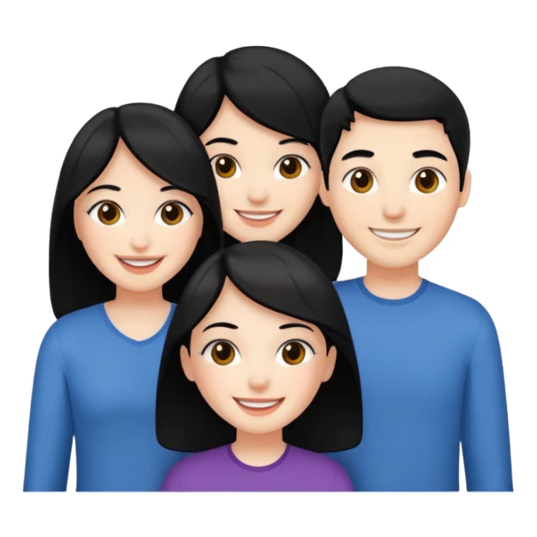 4 people with black hair and white skin sticker