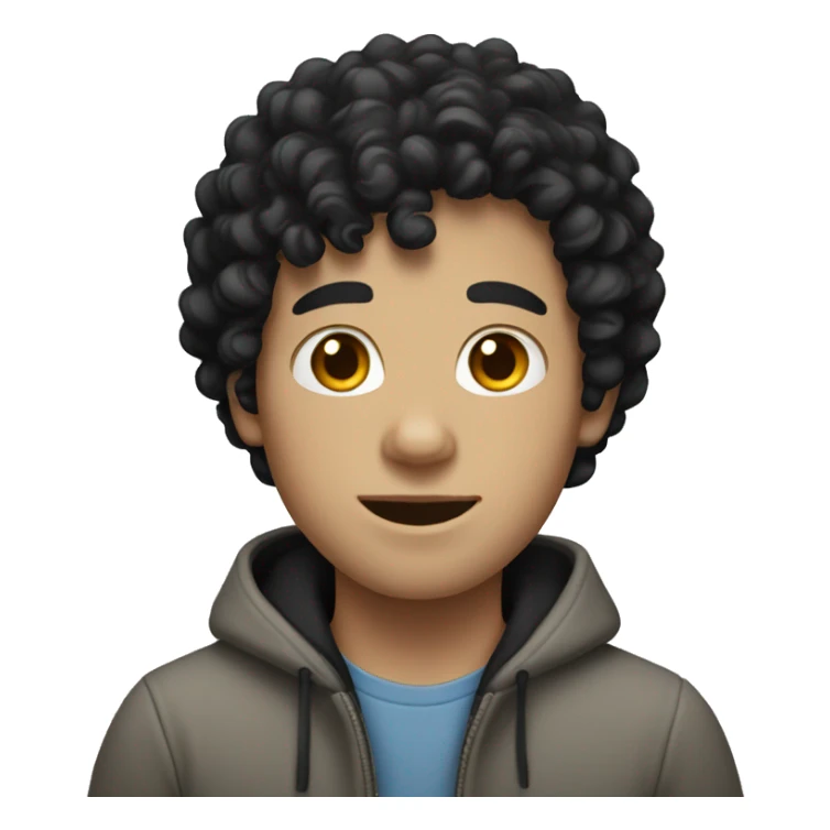 White boy with black curly hair  sticker