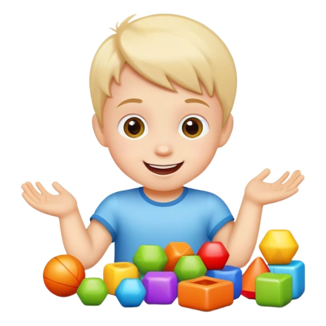 Happy kid playing with toys sticker