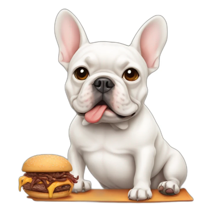 depressed-white FRENCH BULLDOG-eating BBQ sticker