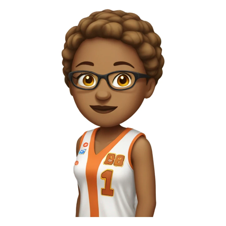 short hair women with glasses in basket ball uniform sticker