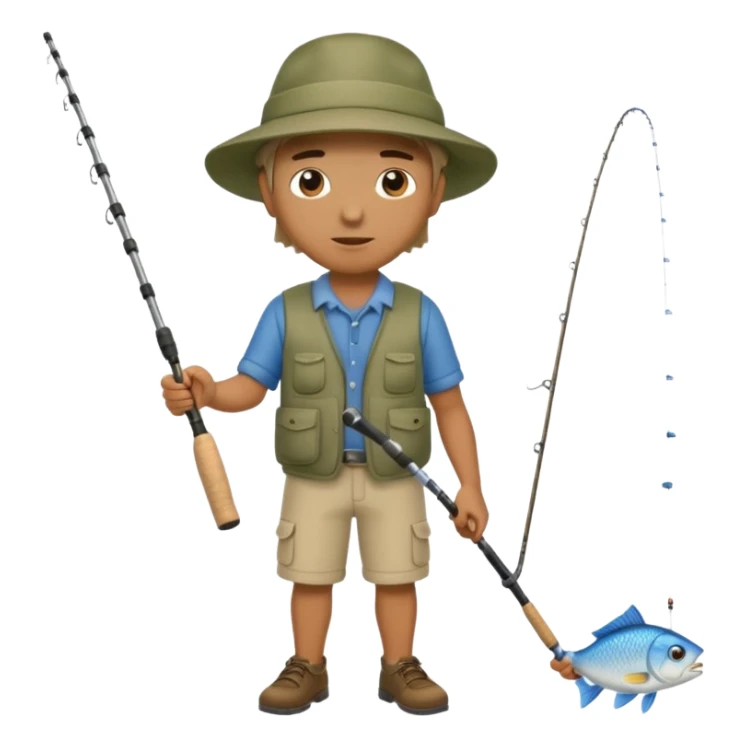 man casting a fishing rod, full body sticker