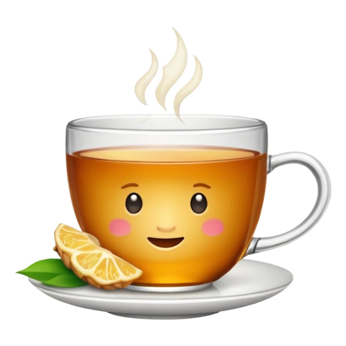 cup of tea with ginger root sticker