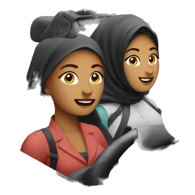  two Muslim woman driving Mercedes convertible sticker