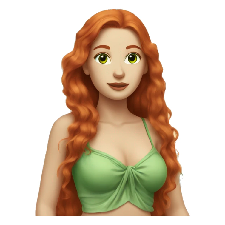 long-haired redhead woman with green eyes, at the beach sticker