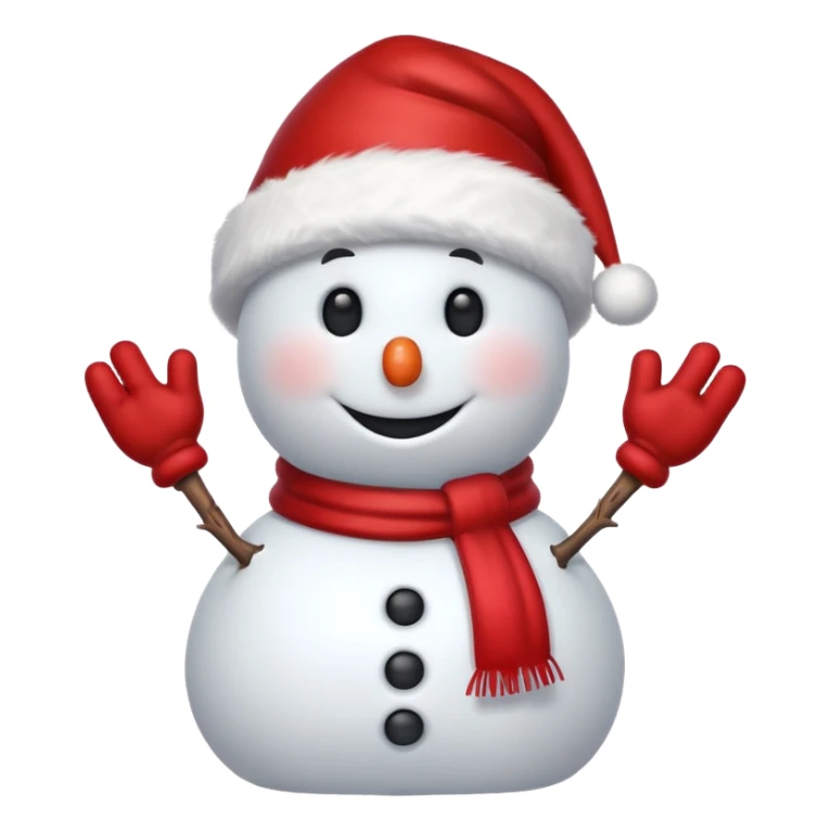 snowman wearing red hat of santa claus sticker