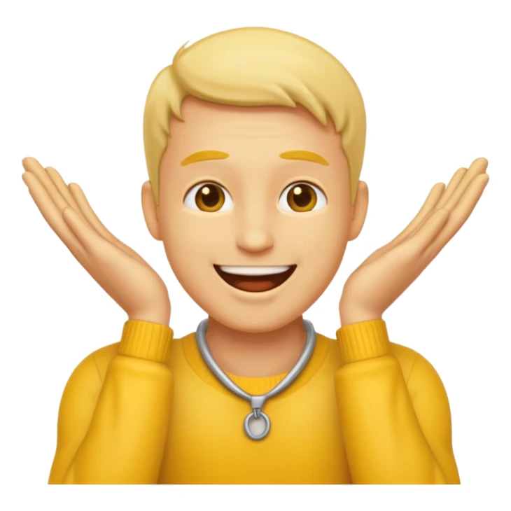 Emoji man joyful with hands on his neck sticker