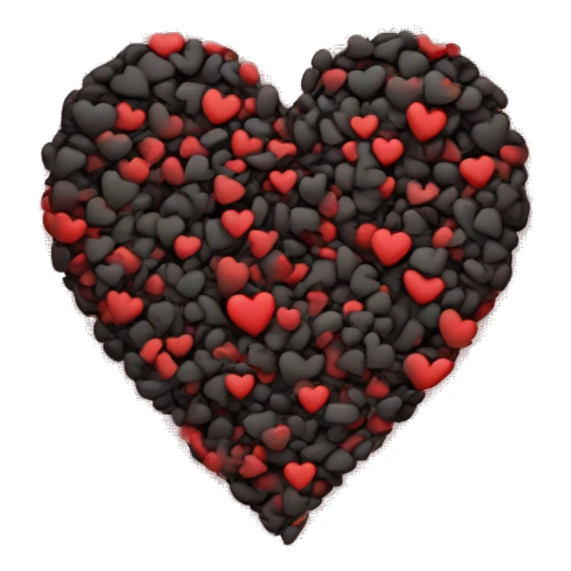 Create a heart emoji that is split right in the middle and it has two colour , left half in black colour and right half in red colour. it should look like the normal black and red emojis cut up in vertical right in the center and merged together. sticker