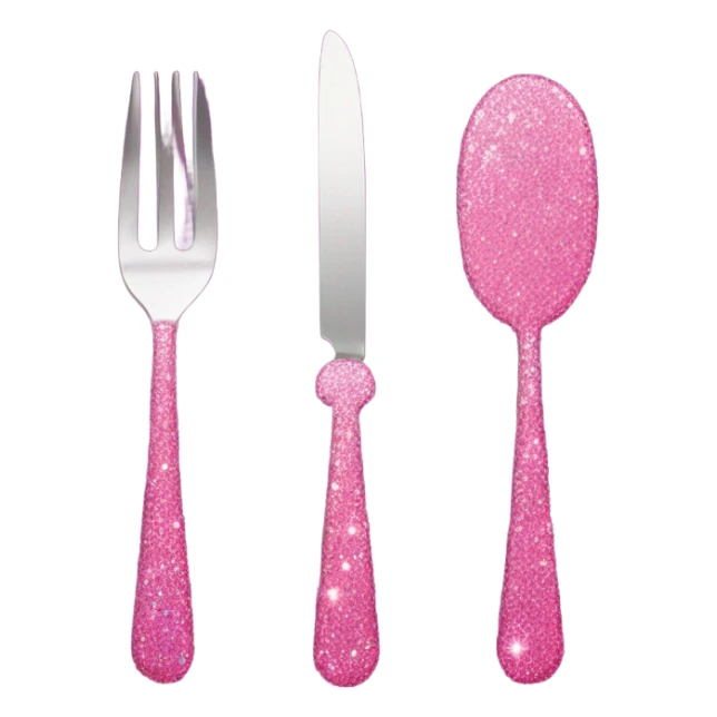 Pink knife, fork, and spoon with glitter  sticker