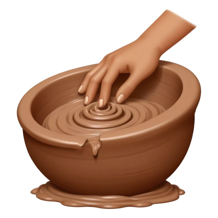 single hand scooping and hugging on the side of a blob of clay on a silver pottery wheel sticker