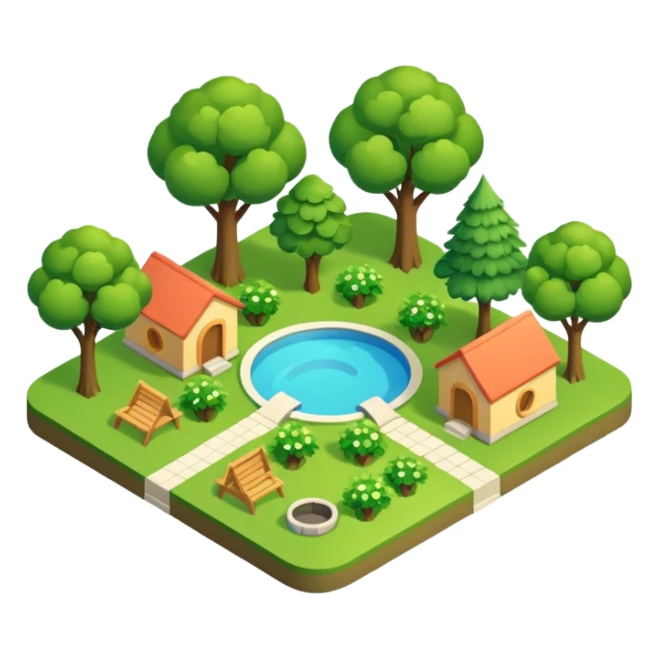 Green vacation park isometric exterior sticker