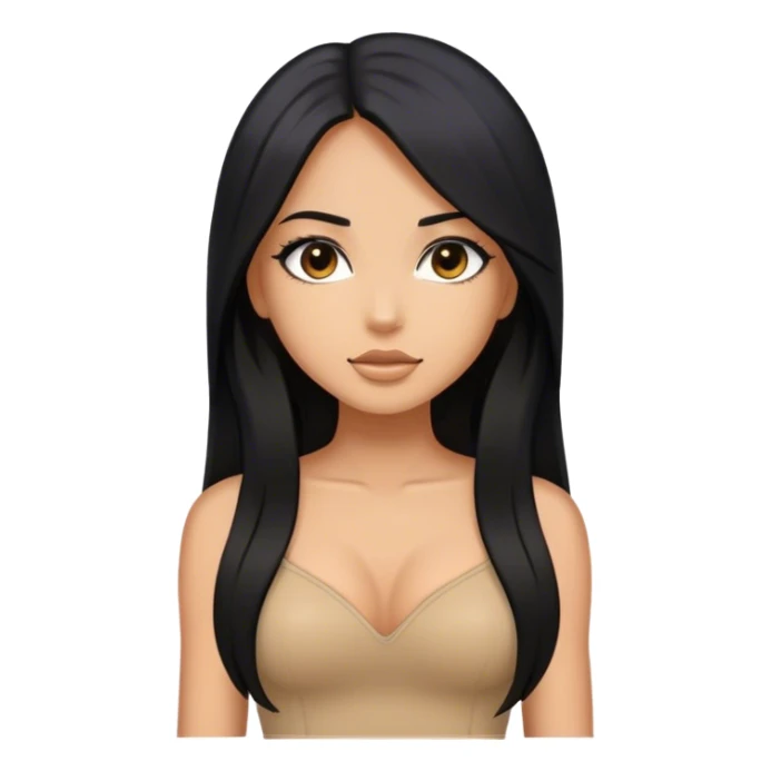 Tan girl with black long hair and hot outfit sticker