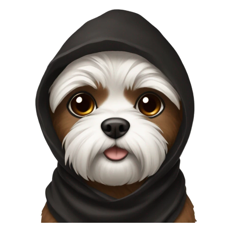 Shitzu wearing black and brown cowl sticker