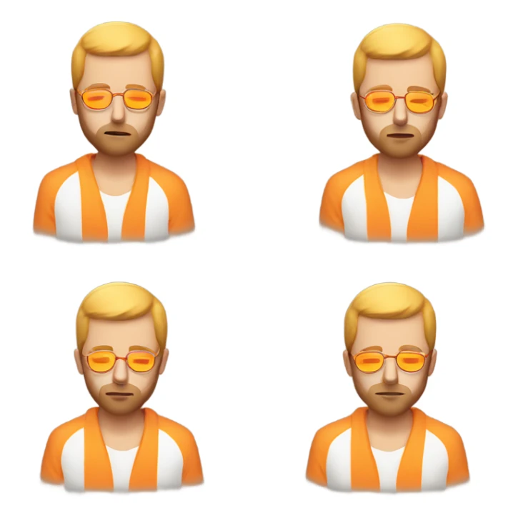 man with orange beard and short blond hair as he praying with orange glasses  sticker
