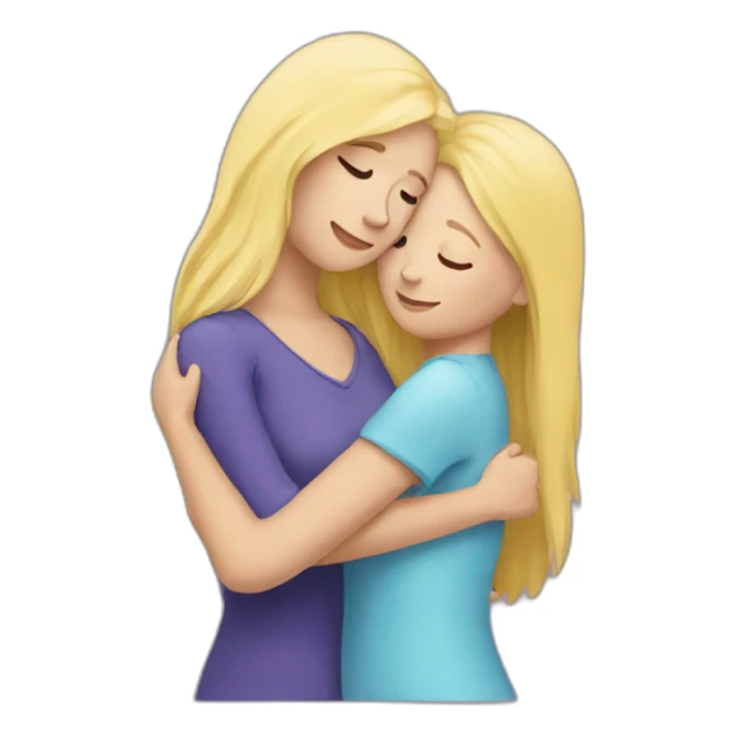 The woman blonde hugs the girl sticker