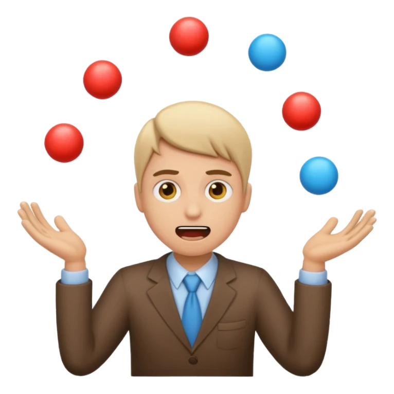 an emoji that depicts a product manager juggling work with panic, can you make it more gender neutral  sticker