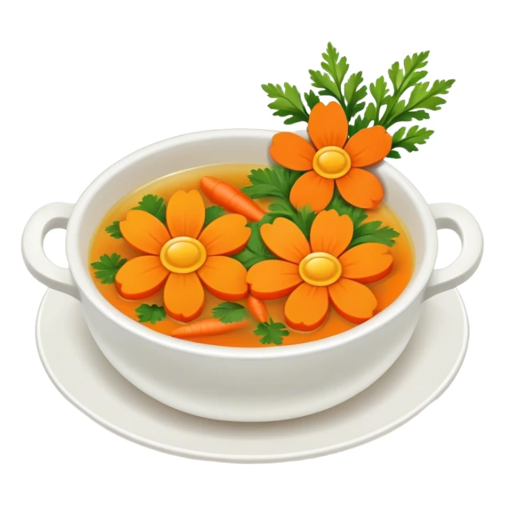 Clear Soup with carrots in shape of orange flowers sticker
