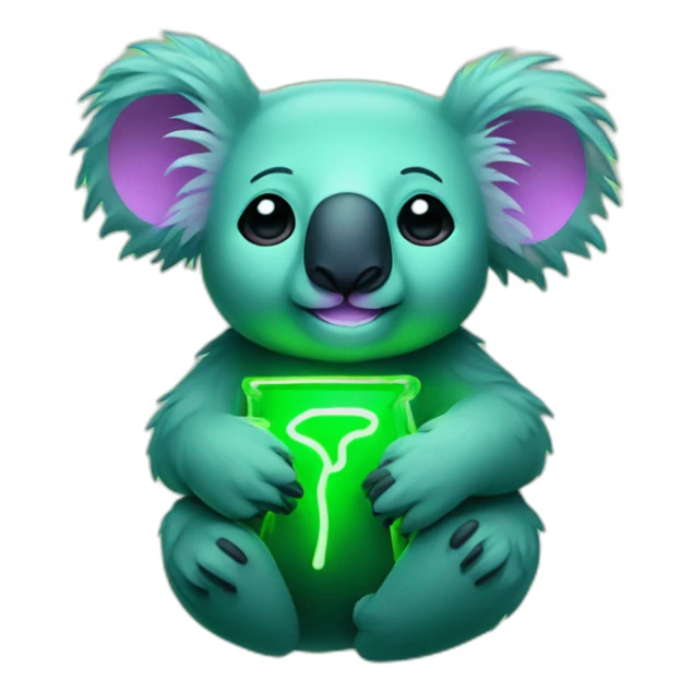 green Neon sign of koala sticker