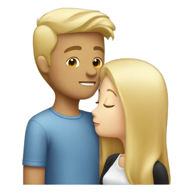 blonde boyfriend kissing brunette girl sticker