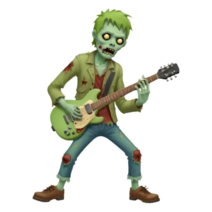 Zombie guitarist – ragged clothes, missing shoe, strumming an old electric guitar. sticker
