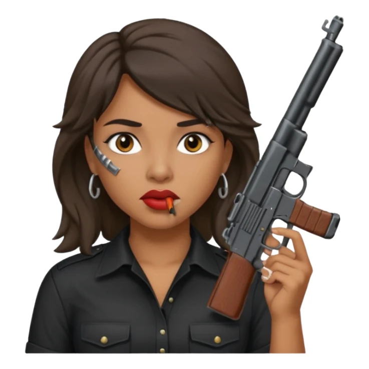 latina with mullet putting gun in her mouth sticker