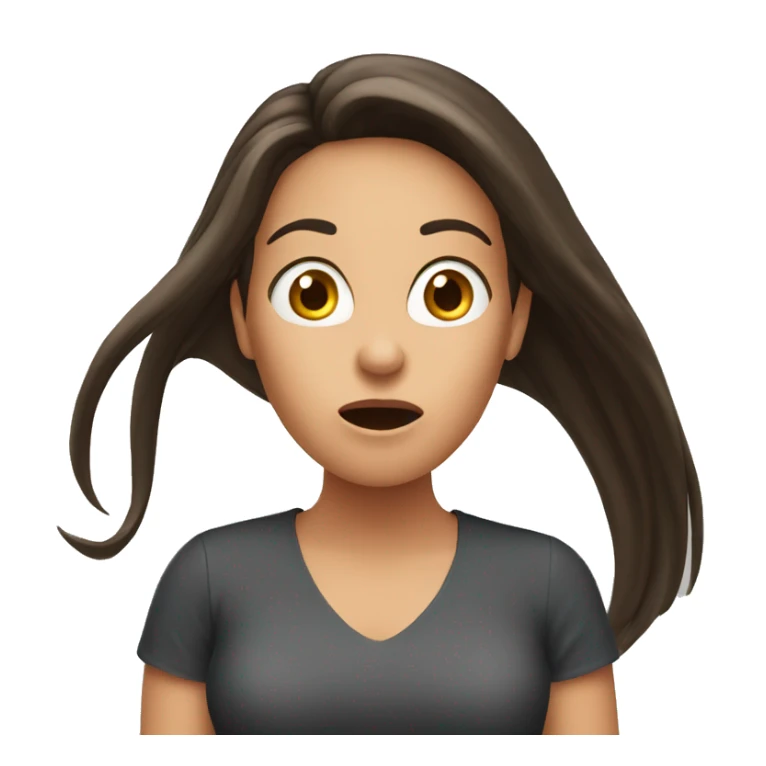 Long hair brunette woman surprised  sticker