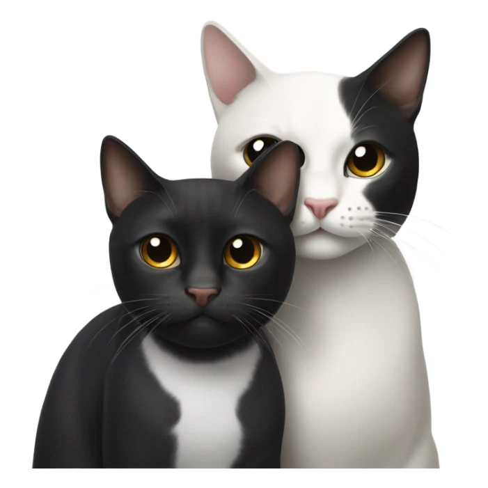 Gato negro y gato blanco abrazándose  sticker