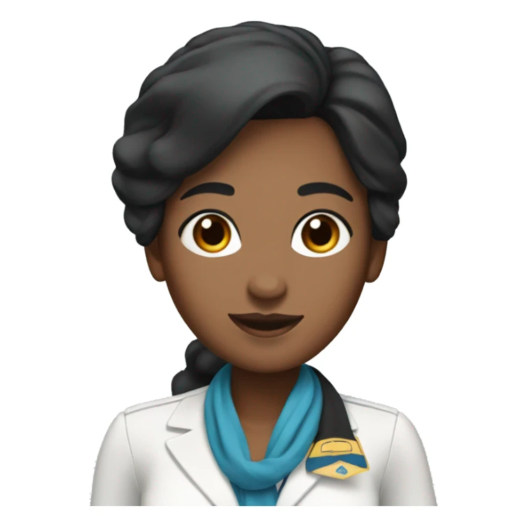 flight attendant with black hair brown skin and blue scarf sticker
