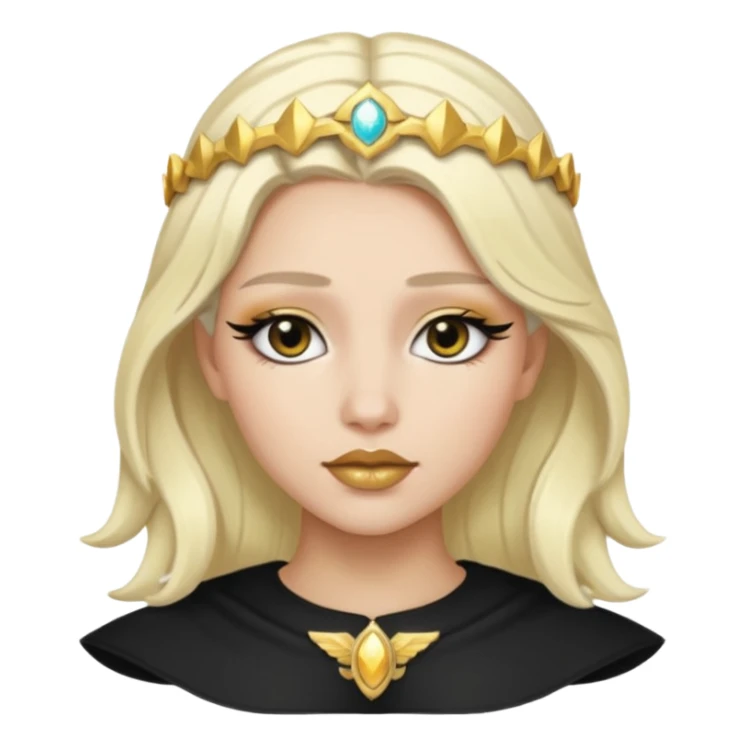 Rosalia (the singer) virgin. (Use lux album cover as reference). Hais bleached halo in hair and gold lips. black hair sticker