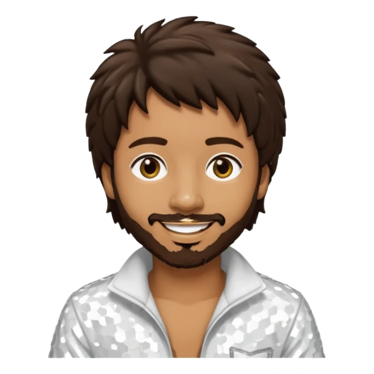 Shaggy, Reggae Rapper with dark brown hair, white sequin outfit sticker