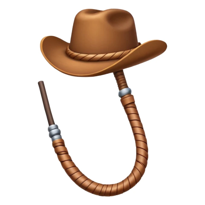 cowboy whip object icon, coiled leather whip, wooden handle, western style, 3D cartoon, mobile game icon style, centered, clean background, soft shadow, no text, no watermark
 sticker