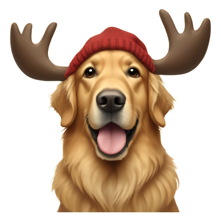 Golden retriever dresses up as a moose sticker