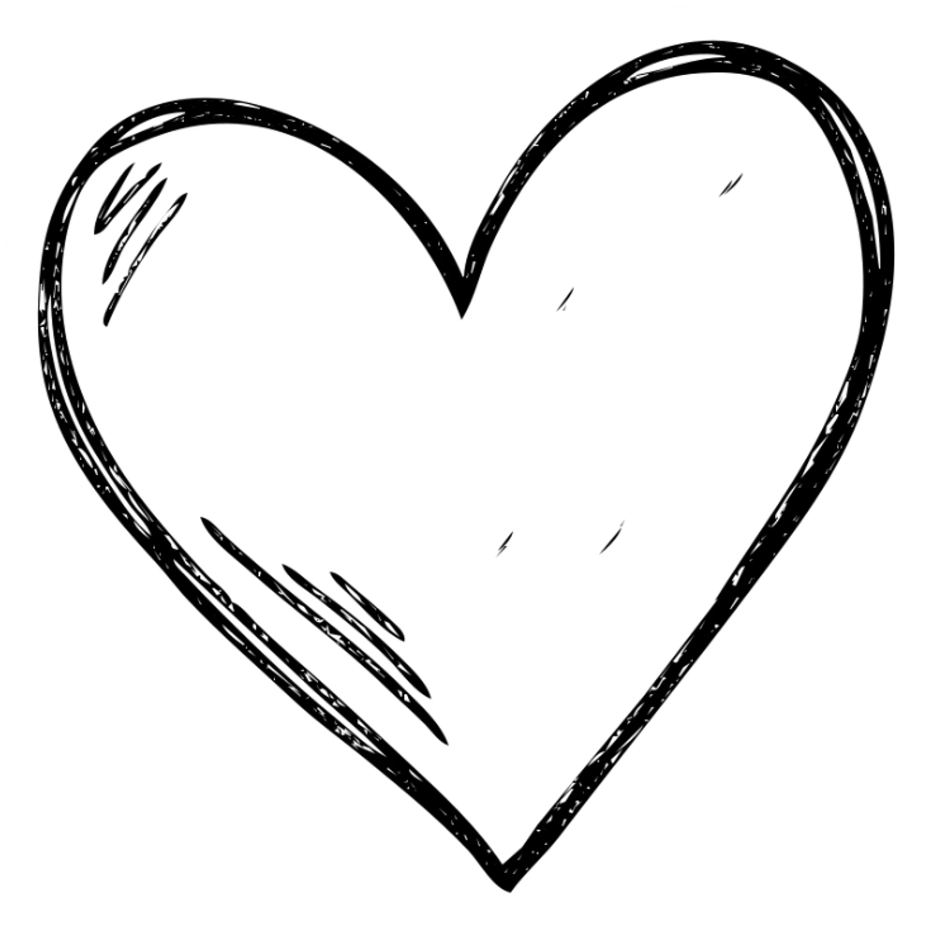 hand-drawn outlined heart with violet and grey accents sticker