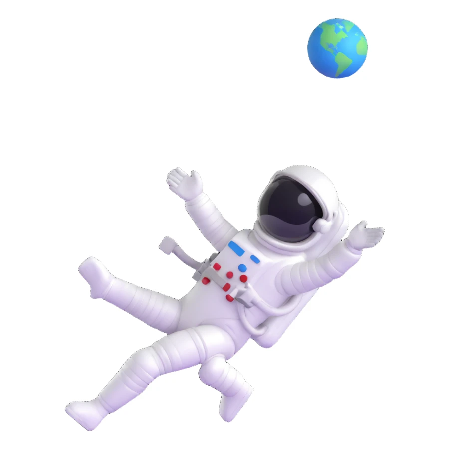 astronaut floating in space with bright colors and prominent details sticker
