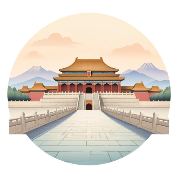 Forbidden City Beijing with soft subtle colors, not vivid sticker