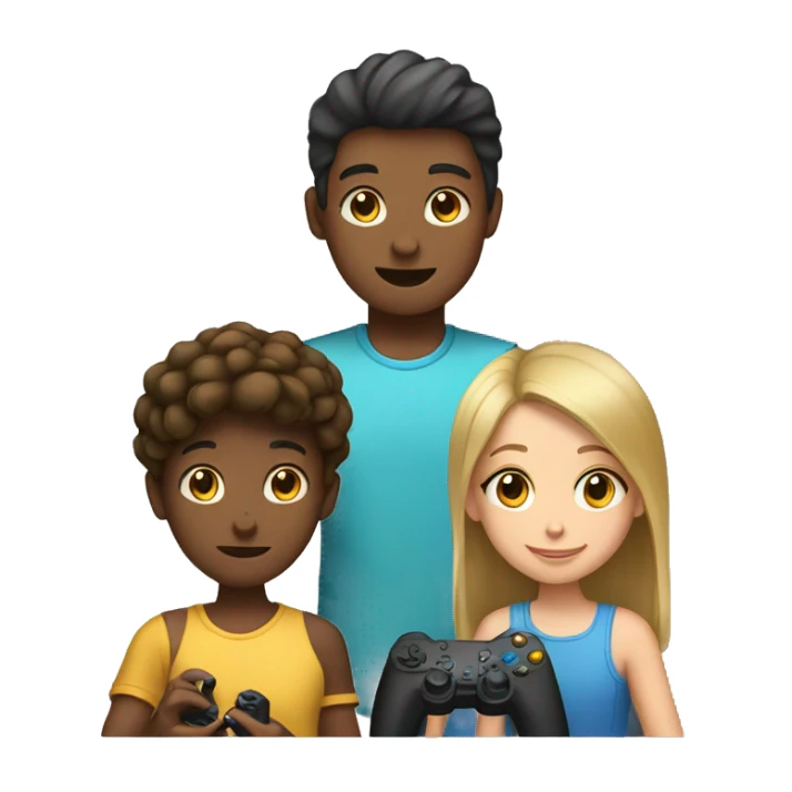 two girls and one boy playing video games  sticker