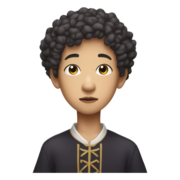 Tall Taro asian witch, a boy about 20 years old with short curly hair, a bit overwheight sticker